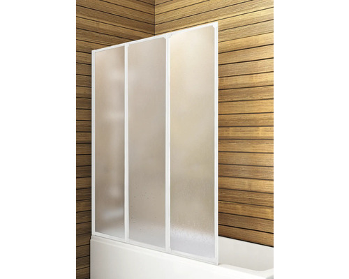 Badewannenaufsatz aus Glas mit drei Elementen an Badewanne