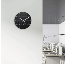 Horloge diff. fuseaux horaires Big City verre noir Ø 43 cm