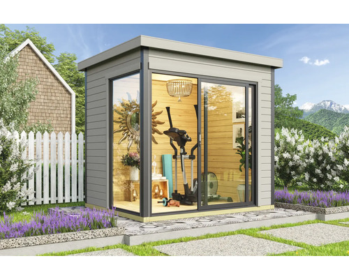 Gartenhaus Outdoor Life Domeo Mini inkl. Fußboden 269,6 x 219,6 cm lichtgrau