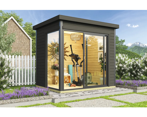 Gartenhaus Outdoor Life Domeo Mini inkl. Fußboden 269,6 x 219,6 cm carbongrau