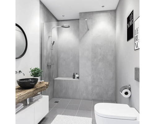 Panneau mural de douche BREUER - aspect béton gris 255 x 100 cm 9482539000203