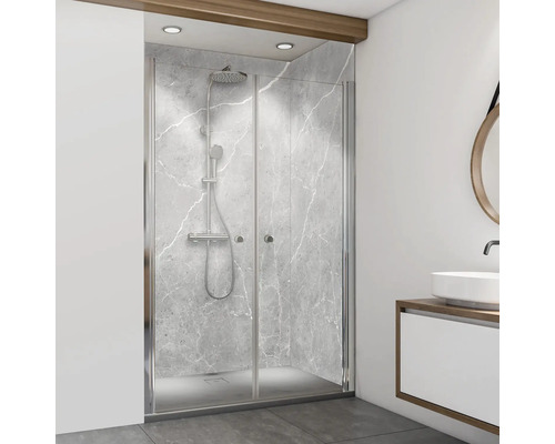 Panneau mural de douche Paroi arrière de lavabo Crédence de cuisine BREUER - marbre gris-blanc 255 x 100 cm 9482546000203