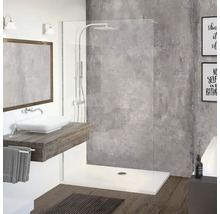 Salle de bain moderne avec douche à l''italienne, lavabo et miroir