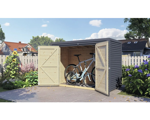 Garage à vélos, armoire de jardin Bertilo Fineline 207 x 103 x 143 cm anthracite