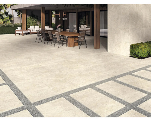 Dalle de terrasse en grès cérame fin FLAIR STONE Concrete gris bord  rectifié 75 x 75 x 2 cm - HORNBACH Luxembourg