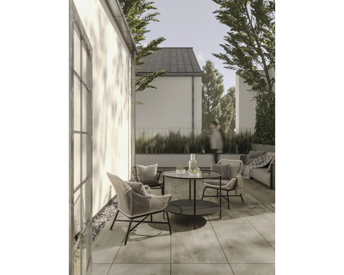 Dalle de terrasse FLAIRSTONE en grès cérame fin Wood Light Brown bords rectifiés 90 x 45 x 2 cm