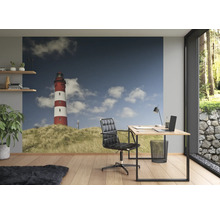 Bureau avec papier peint photo d''un phare, bureau et chaise de bureau
