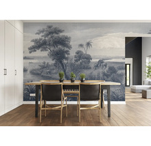 Esszimmer mit Fototapete mit Elefantenmotiv, Tisch und Stühlen