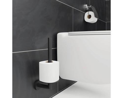 WC suspendu avec support papier toilette et papier toilette