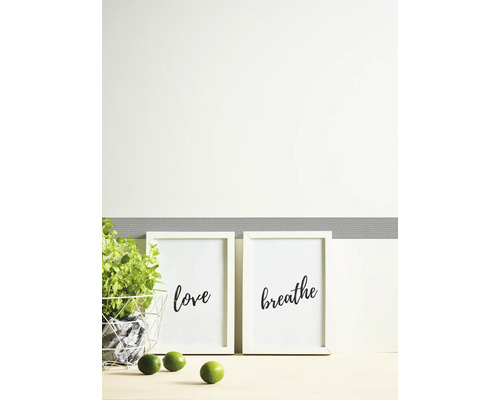 Dekorative Szene mit zwei gerahmten Postern, Pflanze und Limetten