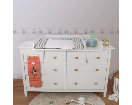 Table à langer blanche avec matelas à langer et sac de rangement