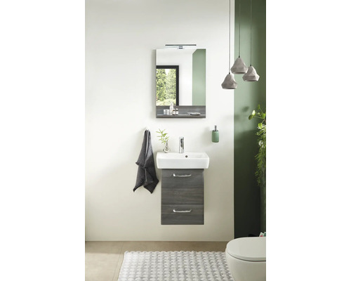 Set de meubles de salle de bains Pelipal Quickset 328 lxhxp 50 x 200 x 39 cm couleur de façade graphite structure transversale avec vasque en céramique blanc 328.050001