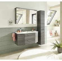 Badmöbel-Set Pelipal Quickset 328 BxHxT 145 x 200 x 39 cm Frontfarbe graphit struktur quer mit Mineralguss-Waschtisch und Hochschrank 328.120002