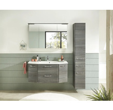 Badmöbel-Set Pelipal Quickset 328 BxHxT 145 x 200 x 39 cm Frontfarbe graphit struktur quer mit Mineralguss-Waschtisch und Hochschrank 328.120002