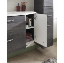 Badmöbel-Set Pelipal Quickset 328 BxHxT 145 x 200 x 39 cm Frontfarbe graphit struktur quer mit Mineralguss-Waschtisch und Hochschrank 328.120002