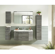 Badmöbel-Set Pelipal Quickset 328 BxHxT 175 x 200 x 39 cm Frontfarbe graphit struktur quer mit Mineralguss-Waschtisch und Hochschrank, Unterschrank und Wandschrank 328.120006