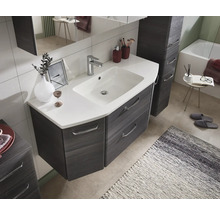 Badmöbel-Set Pelipal Quickset 328 BxHxT 175 x 200 x 39 cm Frontfarbe graphit struktur quer mit Mineralguss-Waschtisch und Hochschrank, Unterschrank und Wandschrank 328.120006