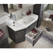 Badmöbel-Set Pelipal Quickset 328 BxHxT 175 x 200 x 39 cm Frontfarbe graphit struktur quer mit Mineralguss-Waschtisch und Hochschrank, Unterschrank und Wandschrank 328.120006