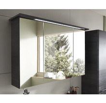 Badmöbel-Set Pelipal Quickset 328 BxHxT 145 x 200 x 39 cm Frontfarbe graphit struktur quer mit Glas-Waschtisch weiß, Unterschrank und Wandschrank 328.120007