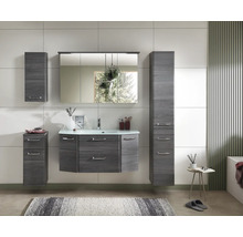 Modernes Badezimmer mit Waschtisch, Spiegelschrank und Hochschränken