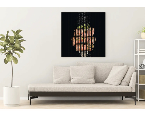 Dekoratives Wandbild mit einem Lebensmittelmotiv über einem Sofa