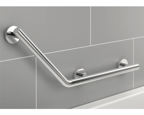 Barre d''appui d''angle en métal pour salle de bain