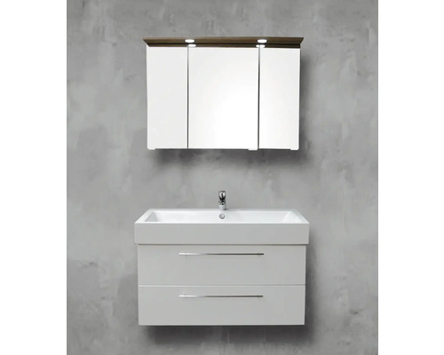 Combinaison de meuble-lavabo de salle de bains avec armoire de toilette et deux tiroirs