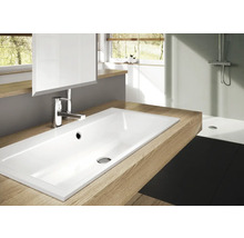 KALDEWEI Einbauwaschbecken Puro 90 cm Stahl-Email mit Hahnloch und Perleffekt weiß 900206013001