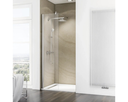 Douche italienne receveur easy blanc 80x120 cm paroi Easy VS chromé 120cm