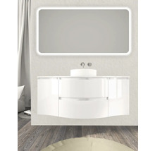 Plan de toilette Baden Haus Vague 138 x 51 cm blanc brillant sans découpe