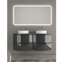 Plan de toilette Baden Haus Vague 138 x 51 cm anthracite pour vasque double sans découpe