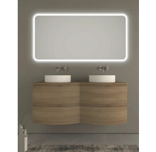 Plan de toilette Baden Haus Vague 138 x 51 cm chêne tabac pour vasque double sans découpe