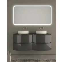 Plan de toilette Baden Haus Vague 138 x 51 cm gris tapal pour vasque double sans découpe