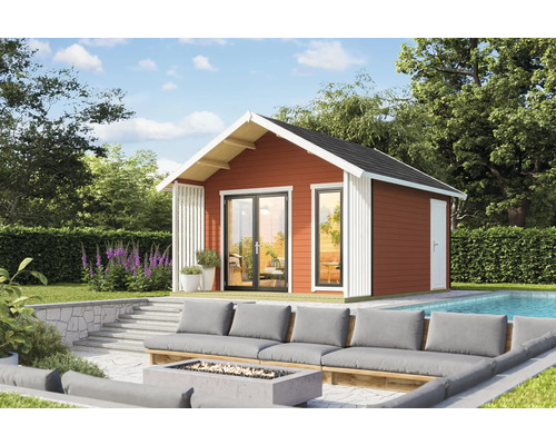 Gartenhaus Outdoor Life Murano 1 inkl. Fußboden 448,5 x 520 cm schwedenrot