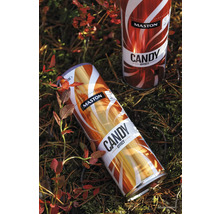 Deux bombes de peinture Maston Candy Effect sur un sol forestier