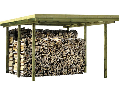 Abri à bois avec bois