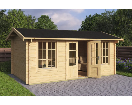 Gartenhaus Outdoor Life Pembrokeshire 53 inkl. Fußboden 540 x 345,8 cm natur Gartenhaus aus Holz mit Fenstern und offener Doppeltür