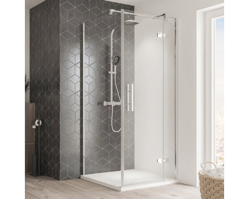 Porte de douche pour paroi latérale BREUER Avanta 90 cm couleur du profilé chrome décor de vitre satiné 2173005030004