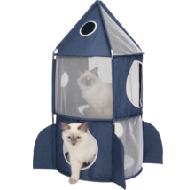 Katzenspielzelt im Raketen-Design mit zwei Katzen