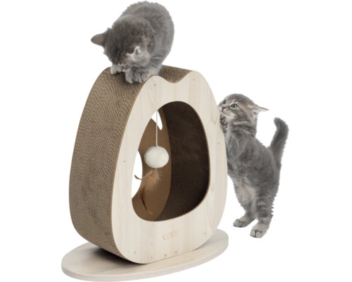 Arbre à chat avec deux chatons gris