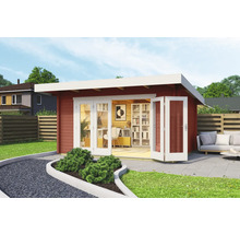 Abri de jardin en bois avec double porte et mobilier de bureau