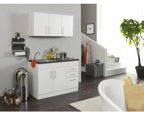Korpusfarbe Toronto HORNBACH Miniküche Möbel - Luxemburg Matt Frontfarbe weiß 120 mit Geräten Held weiß cm