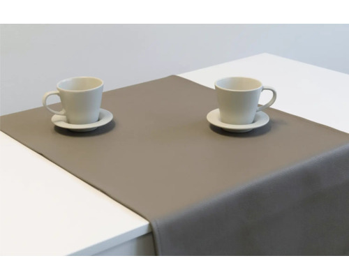 Tischläufer Kunstleder taupe 45x140 cm