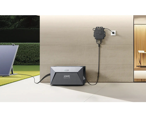 Anker Solix Balkonkraftwerk mit Energiespeicher und zugehöriger Elektronik