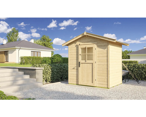 Gartenhaus weka 223 Gr. 1 inkl. Fußboden 260 x 178 cm natur Gartenszene mit Gerätehaus aus Holz mit Tür