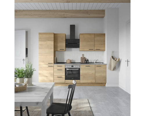 NOBILIA Küchenzeile mit Geräten Natur 270 cm eiche sierra matt montiert Variante links