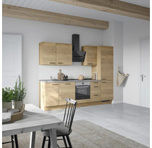 Bloc cuisine complète équipée NOBILIA Natur 270 cm façade chêne sierra mate variante à droite monté 4004539019911