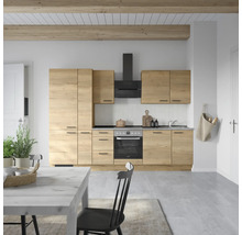 Bloc cuisine complète équipée NOBILIA Natur 300 cm façade chêne sierra mate variante à gauche monté 4004539020115
