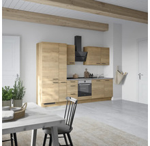Bloc cuisine complète équipée NOBILIA Natur 300 cm façade chêne sierra mate variante à gauche monté 4004539020115