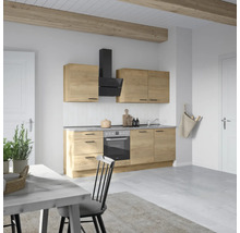 Bloc cuisine complète équipée NOBILIA Natur 240 cm façade chêne sierra mate variante à gauche monté 4004539019713